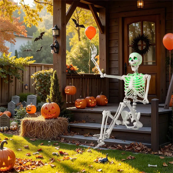 5.5ft Life-Size Skeleton with built-in Green LED Lights