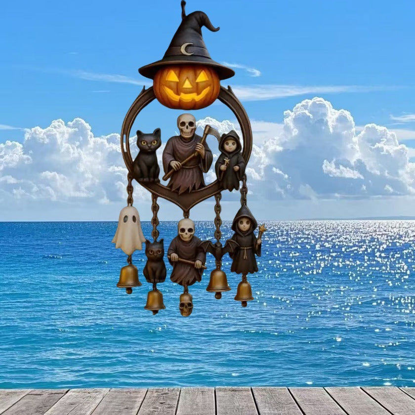 Pumpkin Ghost Reaper Wind Chime