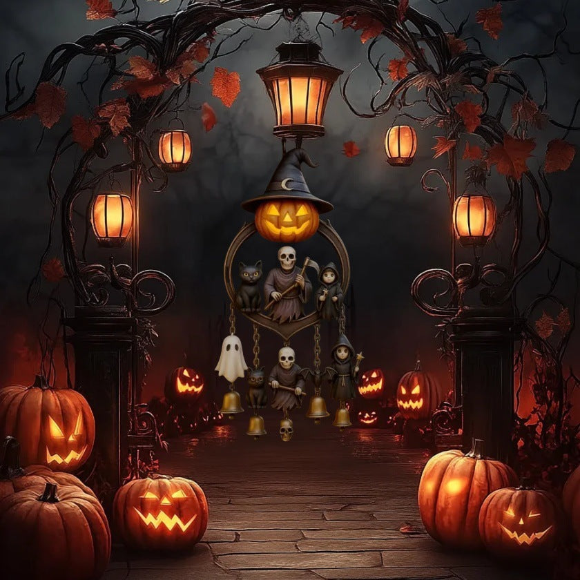 Pumpkin Ghost Reaper Wind Chime