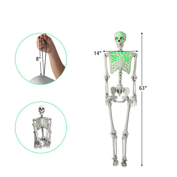 5.5ft Life-Size Skeleton with built-in Green LED Lights