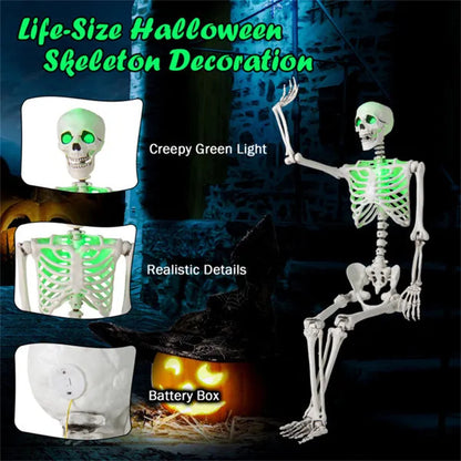 5.5ft Life-Size Skeleton with built-in Green LED Lights