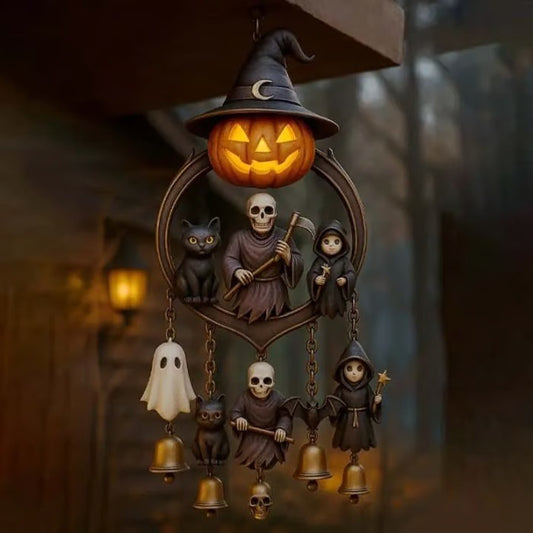 Pumpkin Ghost Reaper Wind Chime